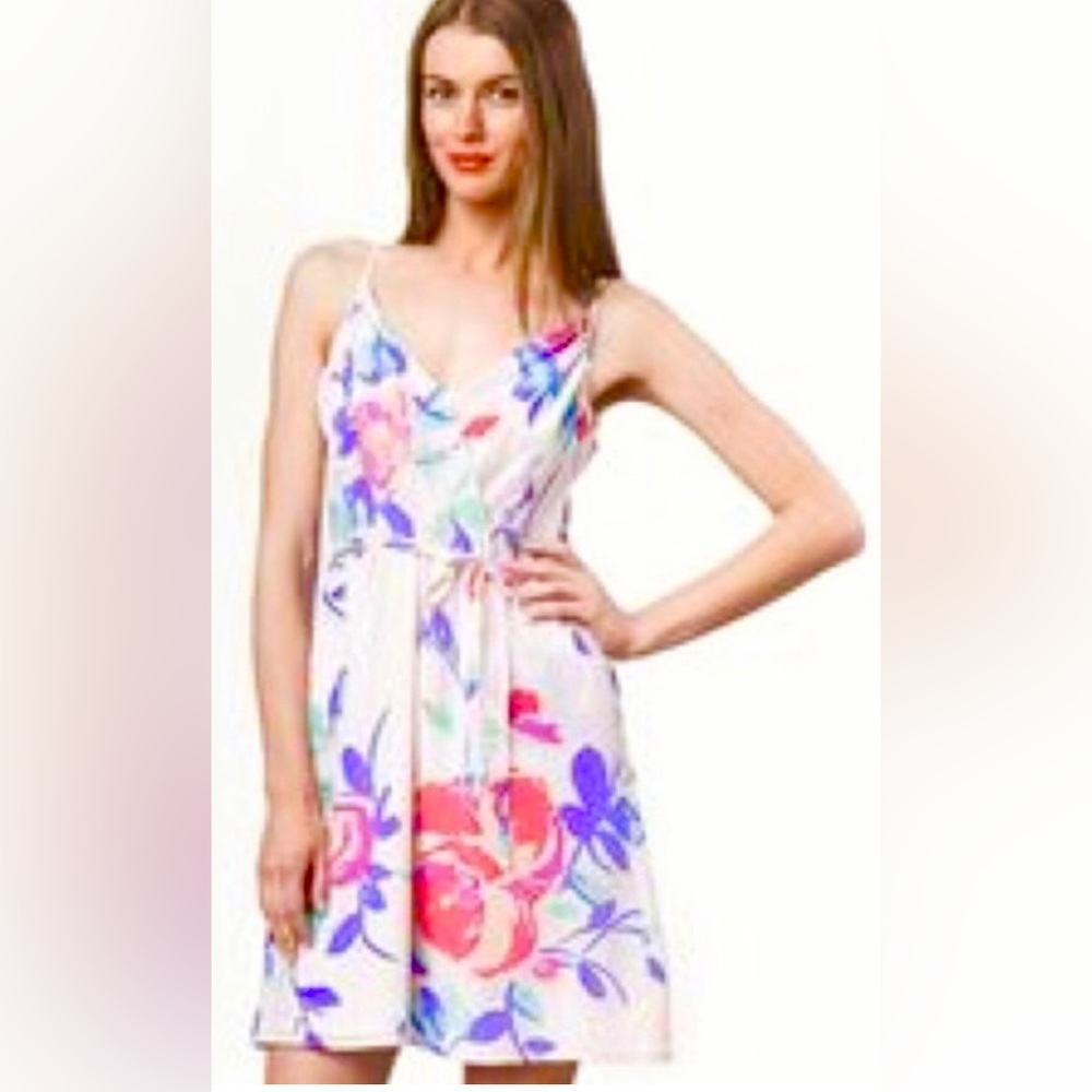Yumi Kim Goddess Surplice Bodice A-Line Floral Slip Dress Style S1910 View 3